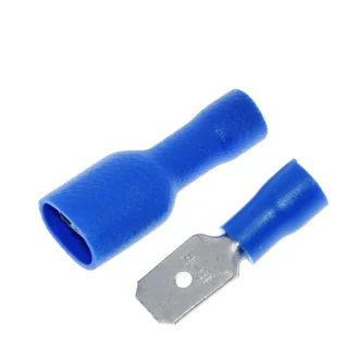 Μονωμένα Spade Connectors 6.3mm 16-14AWG Μπλε – Σετ 100 τεμαχίων (50 Ζευγάρια Αρσενικά - Θηλυκά)
