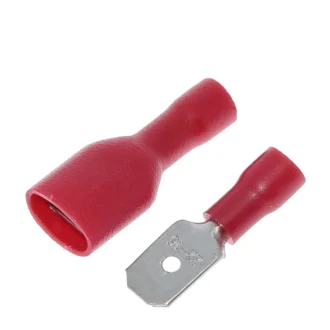 Μονωμένα Spade Connectors 6.3mm 16-14AWG Κόκκινα – Σετ 100 τεμαχίων (50 Ζευγάρια Αρσενικά - Θηλυκά)