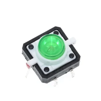 Tactile Push Button με LED Πράσινο 12x12mm
